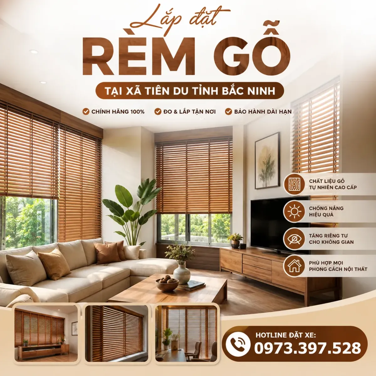Lắp đặt rèm gỗ tại xã Tiên Du tỉnh Bắc Ninh