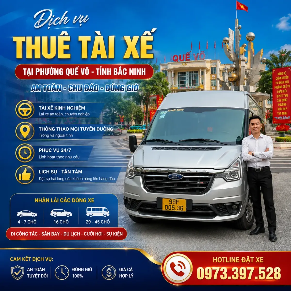 Dịch vụ thuê tài xế tại phường Quế Võ tỉnh Bắc Ninh