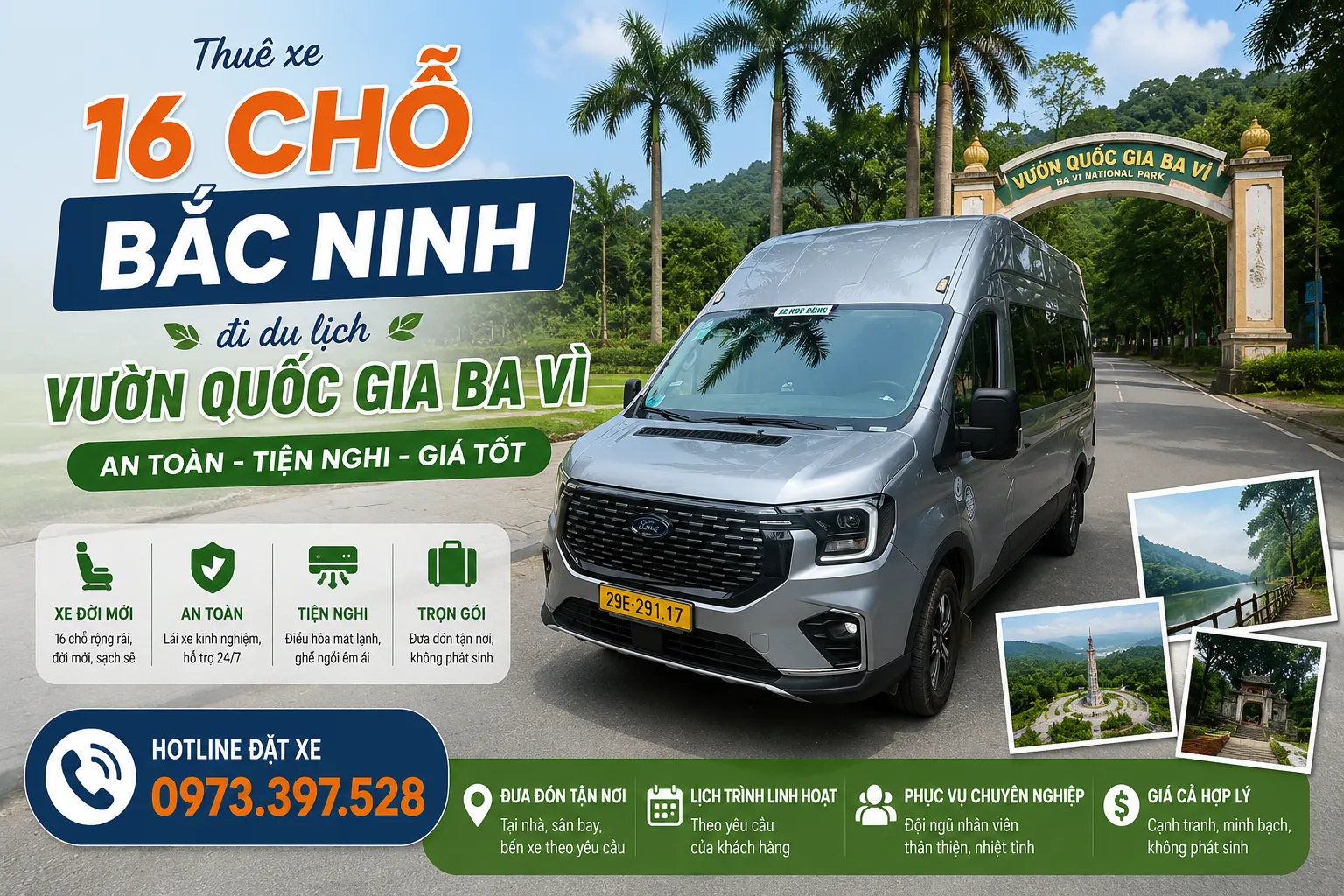 Thuê xe 16 chỗ Bắc Ninh đi du lịch Vườn Quốc Gia Ba Vì
