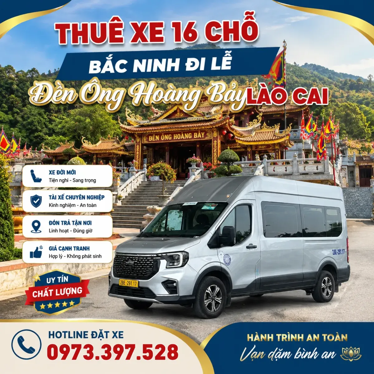 Thuê xe 16 chỗ Bắc Ninh đi lễ Đền Ông Hoàng Bảy Lào Cai