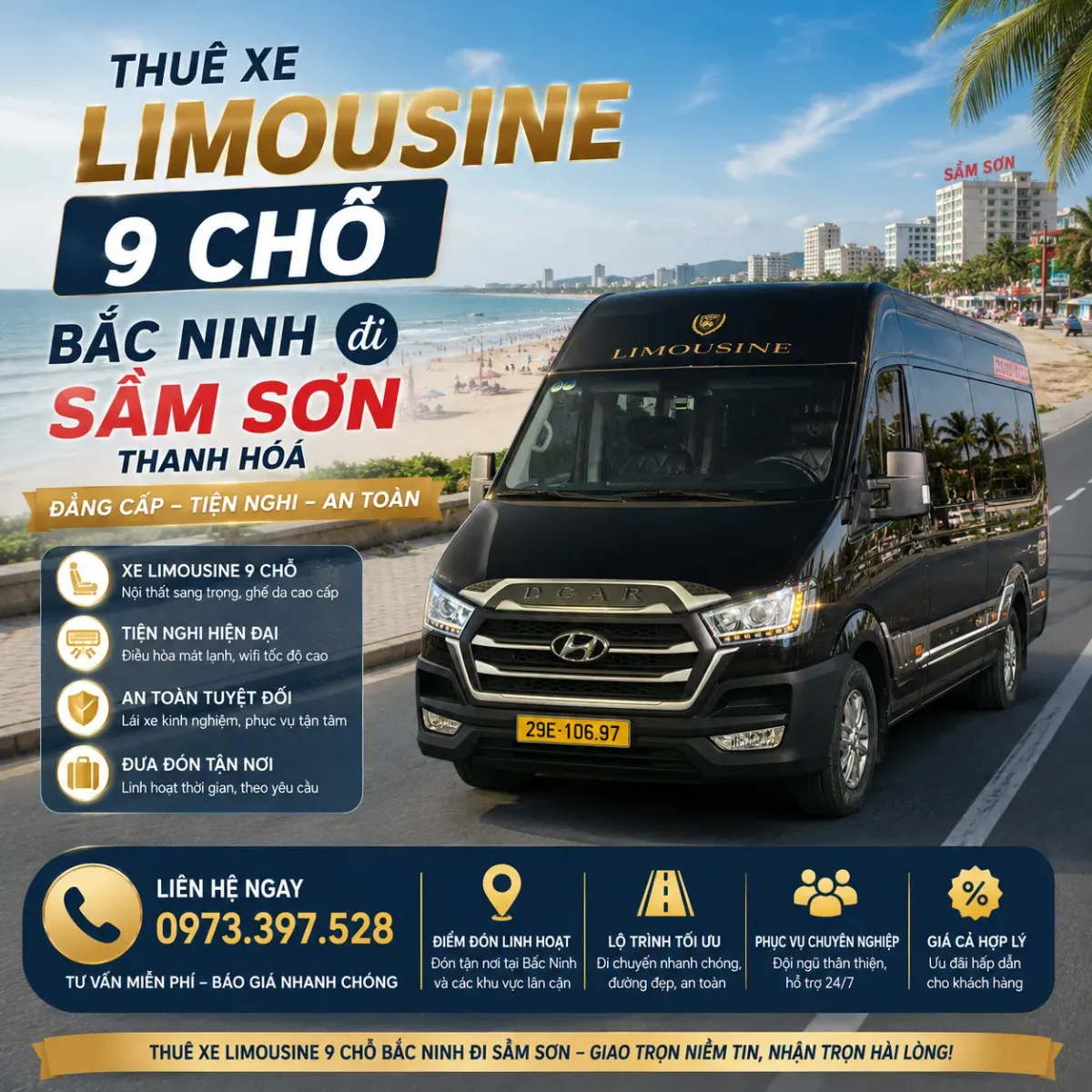 Thuê xe Limousine 9 chỗ Bắc Ninh đi Sầm Sơn Thanh Hóa